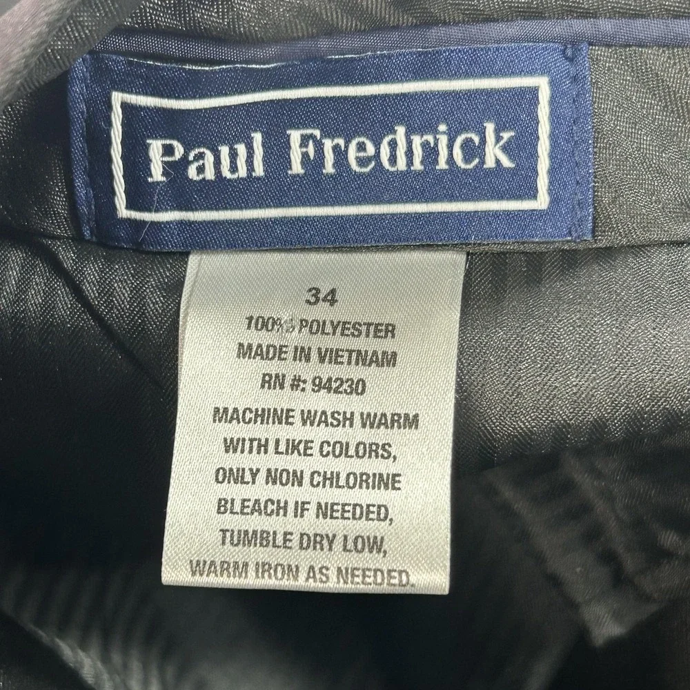NEW Paul Fredrick Pants Mens 34x32 Black Microfiber Dress Slacks PA150IL